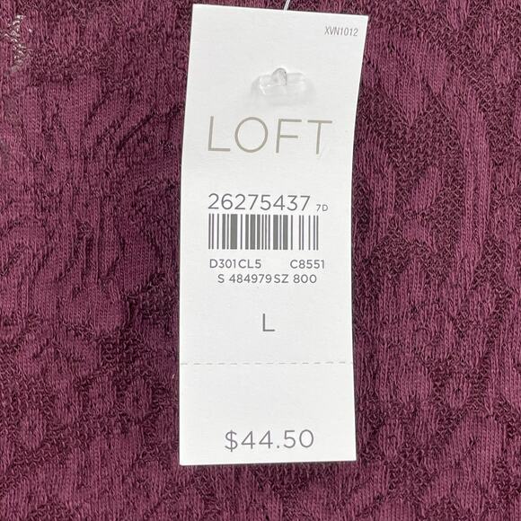 Loft Women’s Blouse, NWT, Merlot Color, Sz. L, Lacy Semi-Sheer - Picture 6 of 11
